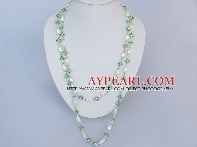 arylic and green crystal long style necklace