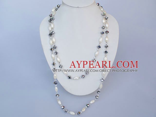 fashion long style acrylic and sparkle crystal beaded necklace