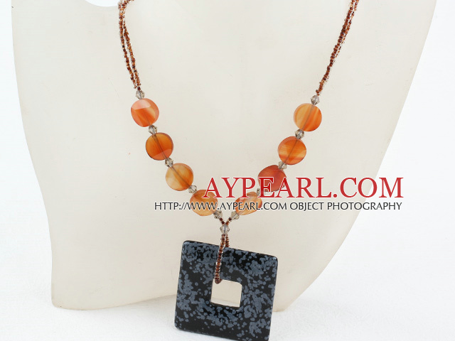 Agate and Unakite Pendant Necklace