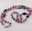 amethyst and pink agate necklace