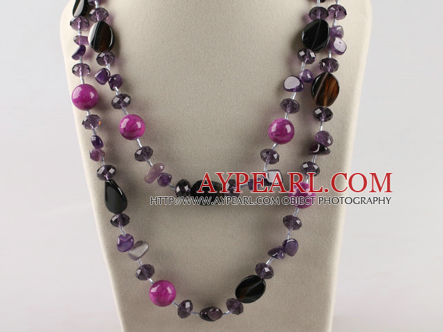amethyst and pink agate necklace