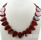 Single Strand Leaf Shape Red Jasper Necklace with Moonlight Clasp