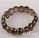 elastic  smoky quartze 12*16 mm bangle bracelet