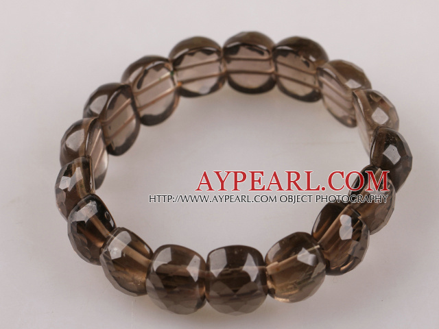 elastic  smoky quartze 12*16 mm bangle bracelet