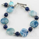 faceted blue agate bracelet with toggle clasp
