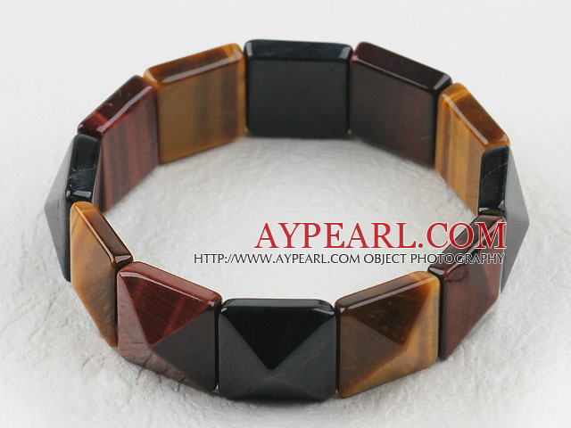 7.5 inches elastic tiger eye 18*18mm bangle bracelet