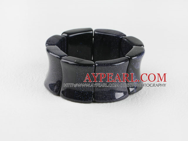 25*30mm blue sandstone elastic bangle bracelet