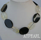 35*40mm black agate and crystal necklace with moonlight clasp