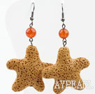 Star Fish Shape Yellow Volcanic Stone Earrings