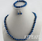 8mm faceted blue agate ball necklace bracelet earrings set