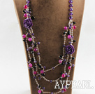 marvelous style amethyst and agate necklace with flower charm