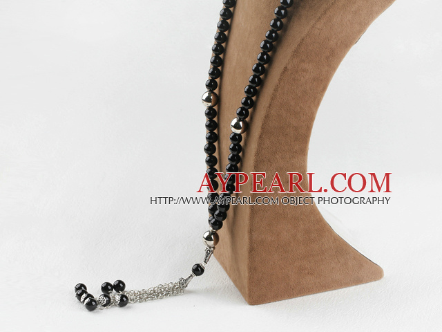 prayer beads, 10mm black agate ball necklace/bracelet  rosary
