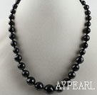 6-16mm faceted black agate necklace with magnetic clasp