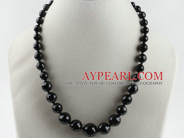 6-16mm faceted black agate necklace with magnetic clasp
