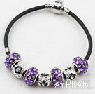 Fashion Style Purple Colored Glaze with Rhinestone Charm Bracelet