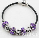 Fashion Style Purple Colored Glaze with Rhinestone Charm Bracelet