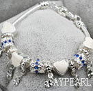 White Colored Glaze with Rhinestone Charm Bracelet