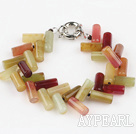 three color jade firecracker bracelet with spring ring clasp