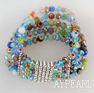 5 strand colored glaze bracelet with rhinestone