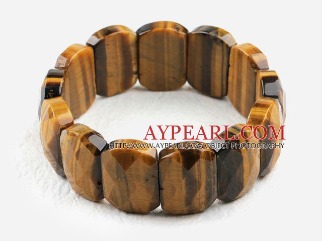 faceted tiger eye stretchy bangle bracelet