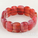 faceted elastic pink agate 16*20mm bangle bracelet