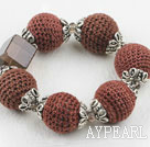 7.9 inches smoky quartze line ball bracelet 