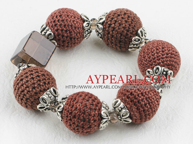 7.9 inches smoky quartze line ball bracelet 