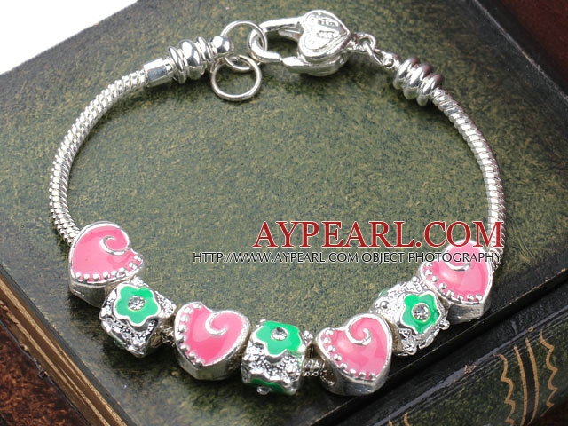 Fashion Style Pink Heart Shape Accessories Charm Bracelet