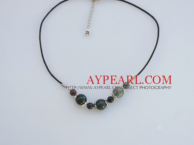 India agate necklace with extendable chain