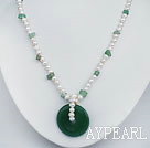 white pearl and aventurine necklace with lobster clasp