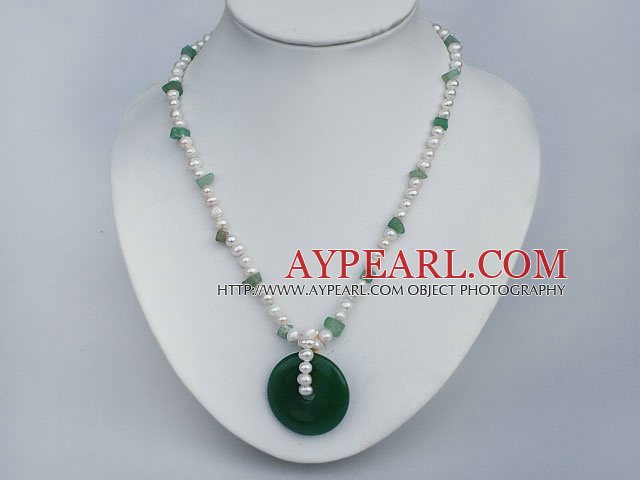 white pearl and aventurine necklace with lobster clasp