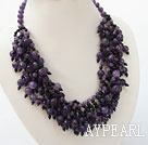 black agate and natural amethyst necklace with gem clasp