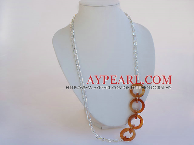 natural agate necklace with metal chain and flower shaped lobster clasp