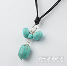 burst pattern turquoise pendant necklace with black thread