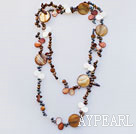 double strand pearl crystal shell necklace 