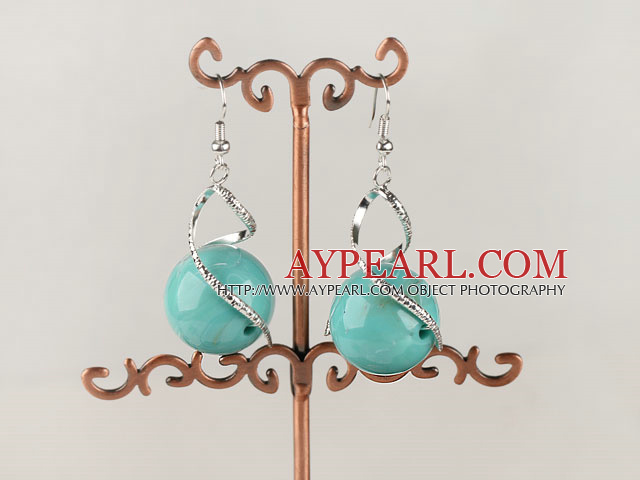 popular 20mm turquoise blue acrylic ball earrings