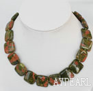 chunky 20mm flower and grass stone necklace with toggle clasp