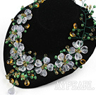 Elegant Style Assorted Multi Color Crystal and Cats Eye Flower Necklace