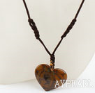 Simple Design Heart Shape Coffee Stone Pendant Necklace