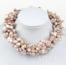 multi strand button pearl necklace