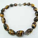 Irregular Shape Tiger Eye Graduated Necklace with Moonlight Clasp