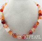 Natural Color Faceted Agate Nuts Stone Graduated Necklace