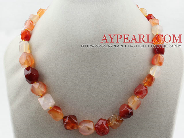 Natural Color Faceted Agate Nuts Stone Graduated Necklace