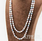 Long Style White Pink Blue Color Freshwater Pearl Beaded Necklace
