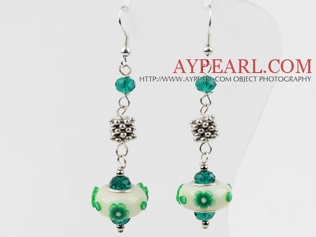 pearl serpentine jade earrings