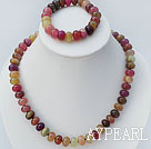 10mm three color jade necklace bracelet set