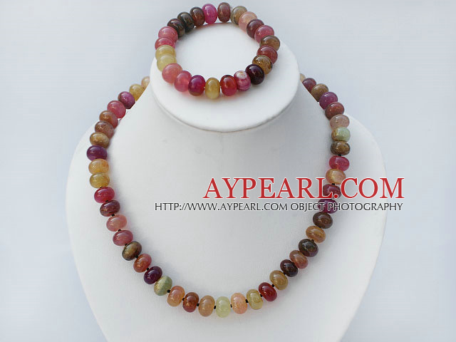 10mm three color jade necklace bracelet set