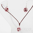 popular red rhinestone necklace earrings set