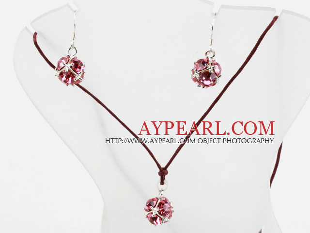 popular red rhinestone necklace earrings set