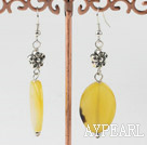 yellow agate earrings with flower charm